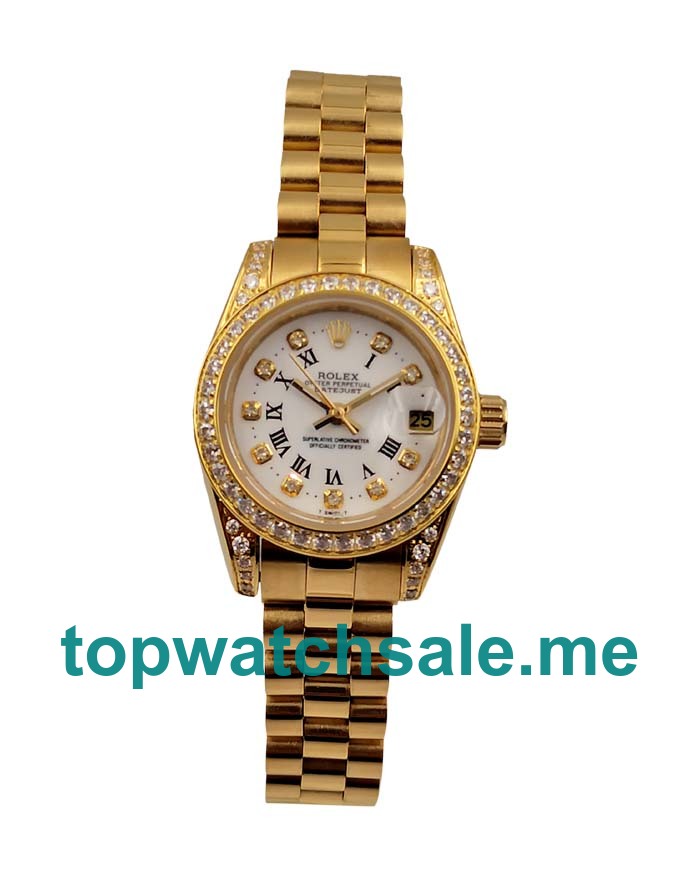 UK White Dials Gold Rolex Lady-Datejust 179138 Replica Watches