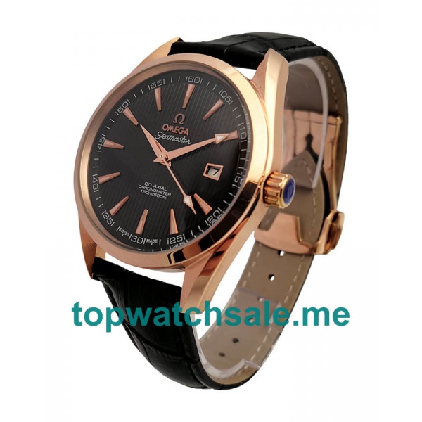 UK Black Dials Rose Gold Omega Seamaster Aqua Terra 231.53.42.21.06.002 Replica Watches