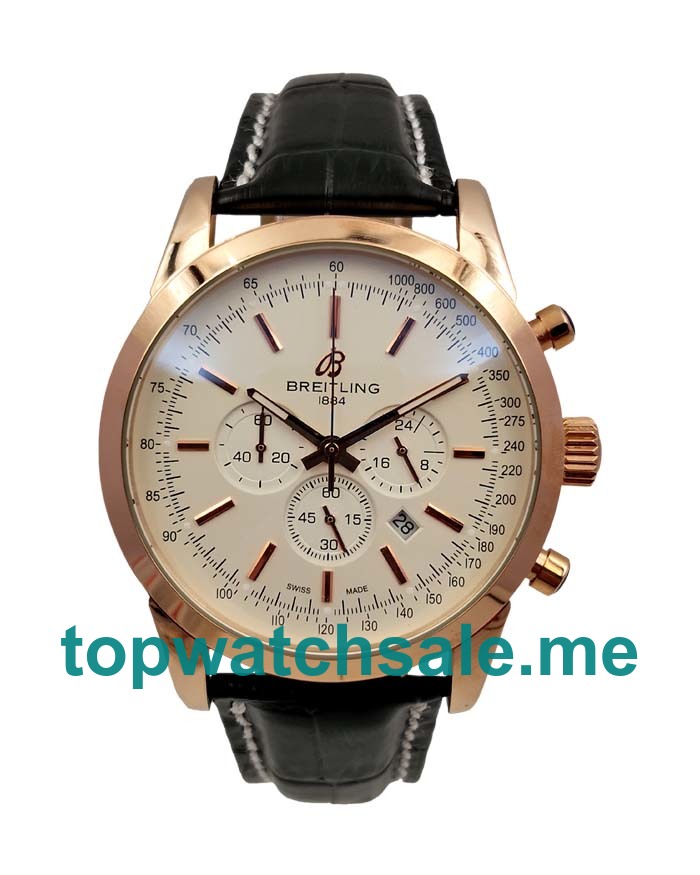 UK White Dials Rose Gold Breitling Transocean RB015212 Replica Watches