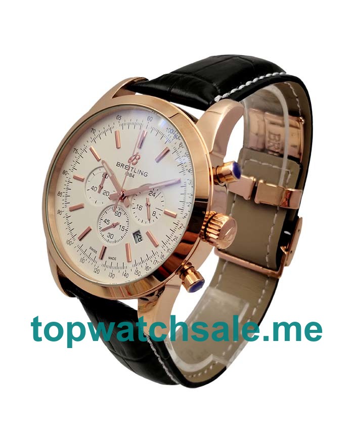 UK White Dials Rose Gold Breitling Transocean RB015212 Replica Watches