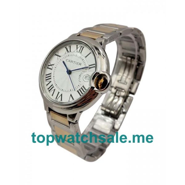 UK Silver Dials Steel And Gold Cartier Ballon Bleu W69009Z3 Replica Watches