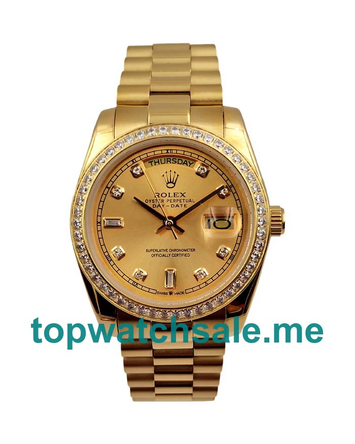 UK Champagne Dials Gold Rolex Day-Date 128348 Replica Watches