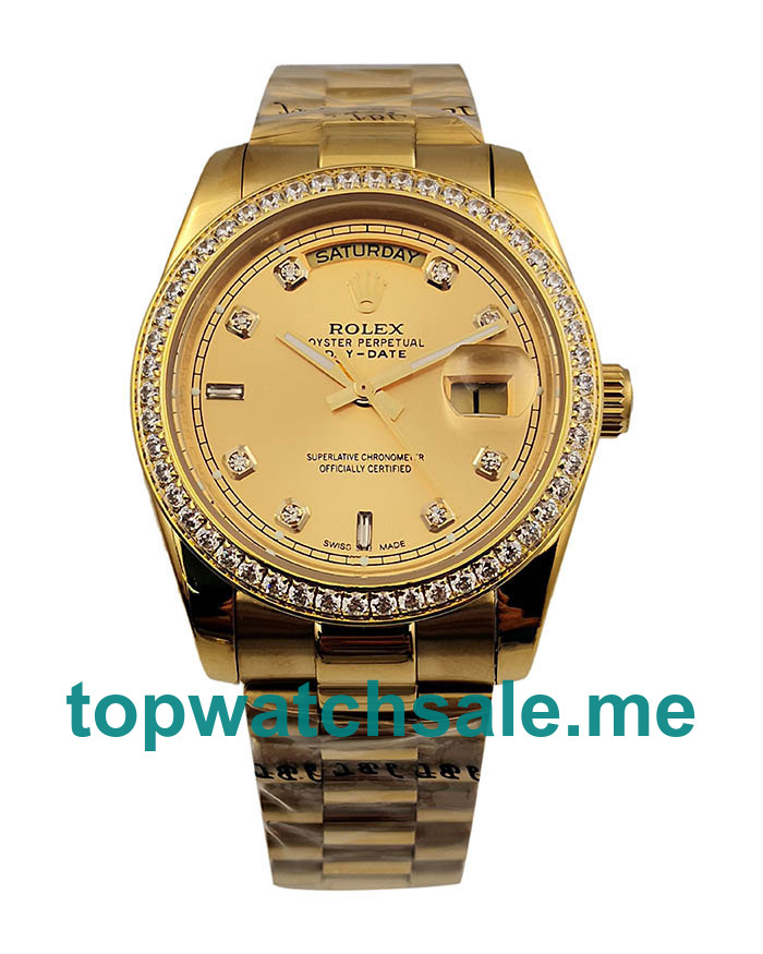 UK Champagne Dials Gold Rolex Day-Date 18038 Replica Watches