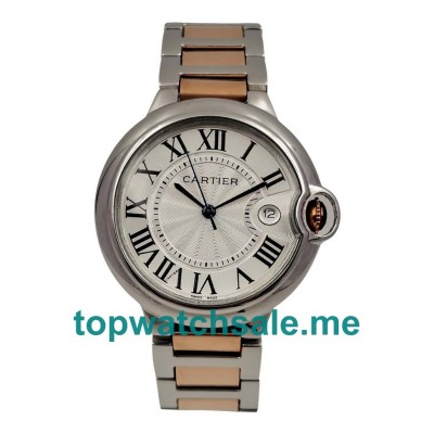 UK Silver Dials Steel And Rose Gold Cartier Ballon Bleu W69009Z3 Replica Watches