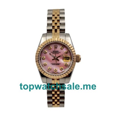 UK Pink Dials Steel And Gold Rolex Lady-Datejust 179173 Replica Watches