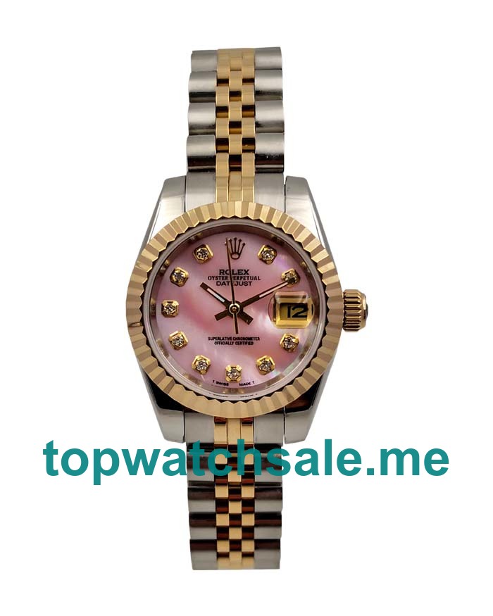 UK Pink Dials Steel And Gold Rolex Lady-Datejust 179173 Replica Watches