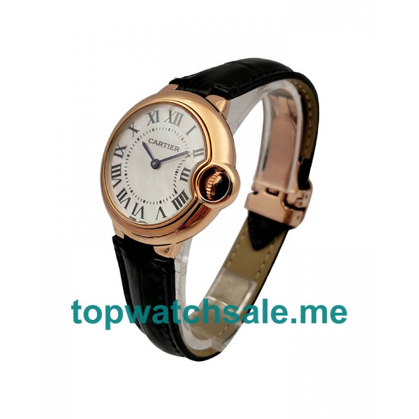 UK 33MM Rose Gold Cartier Ballon Bleu W6920097 Quartz Replica Watches