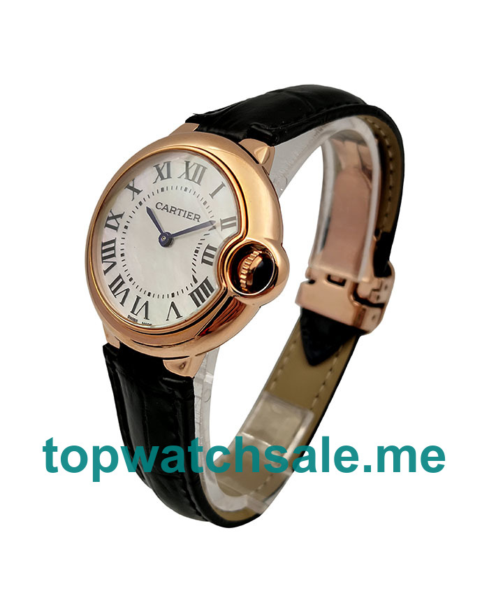 UK 33MM Rose Gold Cartier Ballon Bleu W6920097 Quartz Replica Watches