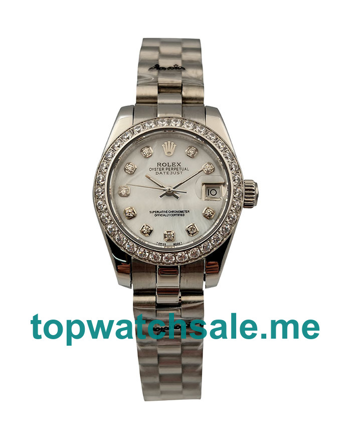 UK White Dials Steel Rolex Lady-Datejust 179174 Replica Watches