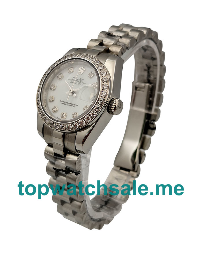 UK White Dials Steel Rolex Lady-Datejust 179174 Replica Watches