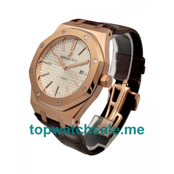 UK Silvery White Dials Rose Gold Audemars Piguet Royal Oak 15400OR.OO.D088CR.01 Replica Watches