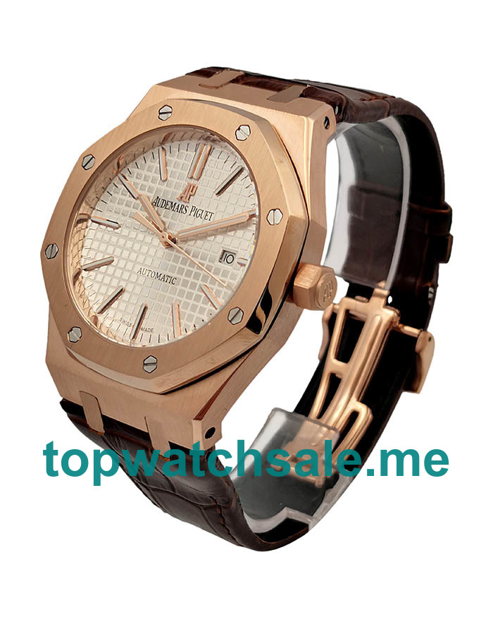 UK Silvery White Dials Rose Gold Audemars Piguet Royal Oak 15400OR.OO.D088CR.01 Replica Watches