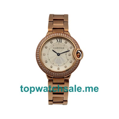 UK White Dials Rose Gold Cartier Ballon Bleu WE902062 Replica Watches