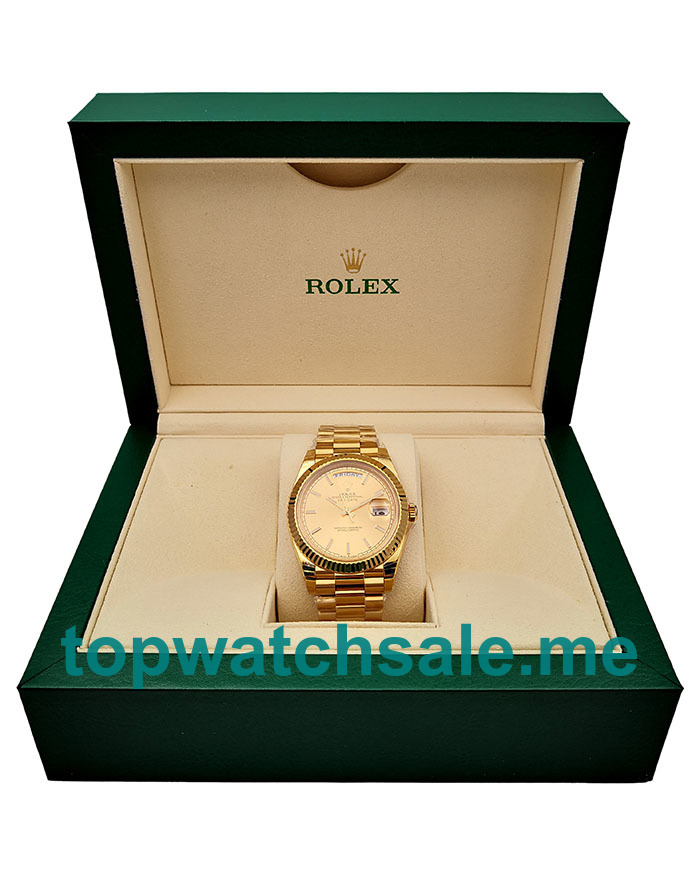 UK Champagne Dials Gold Rolex Day-Date 228238 Replica Watches