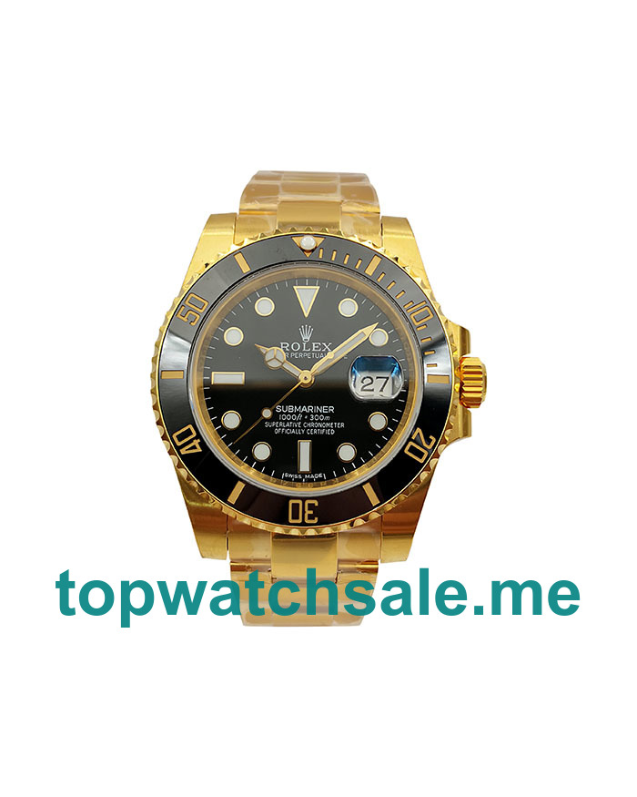 UK Black Dials Gold Rolex Submariner 116618 LN Replica Watches