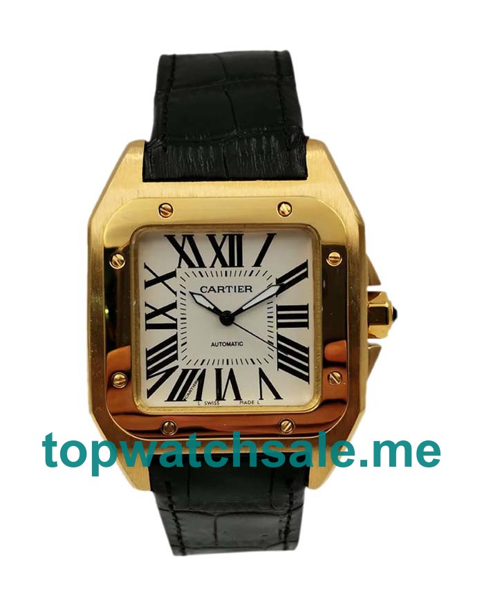 UK White Dials Gold Cartier Santos 100 W20112Y1 Replica Watches