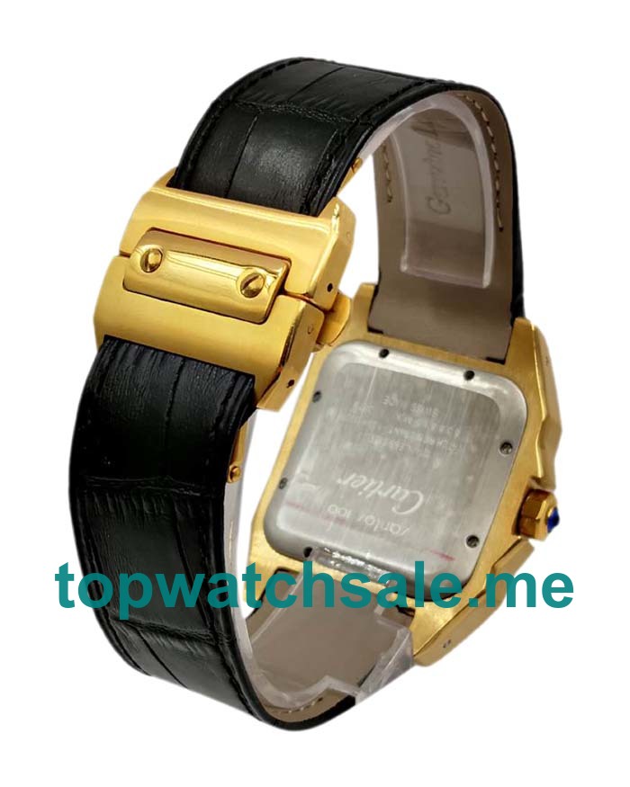 UK White Dials Gold Cartier Santos 100 W20112Y1 Replica Watches