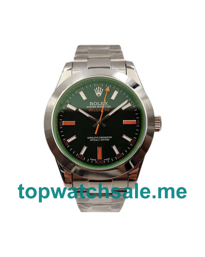 UK Black Dials Steel Rolex Milgauss 116400 GV Replica Watches