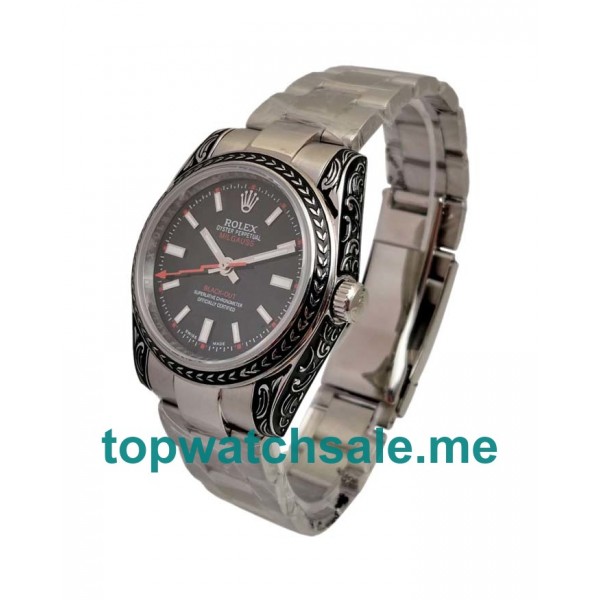 UK Black Dials Steel Rolex Milgauss 116400 Replica Watches