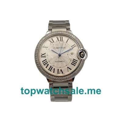 UK Silver Dials White Gold Cartier Ballon Bleu WE902035 Replica Watches