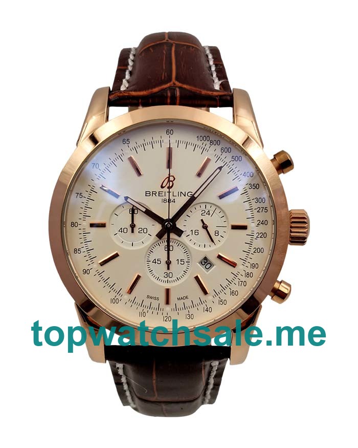 UK White Dials Rose Gold Breitling Transocean RB015212 Replica Watches