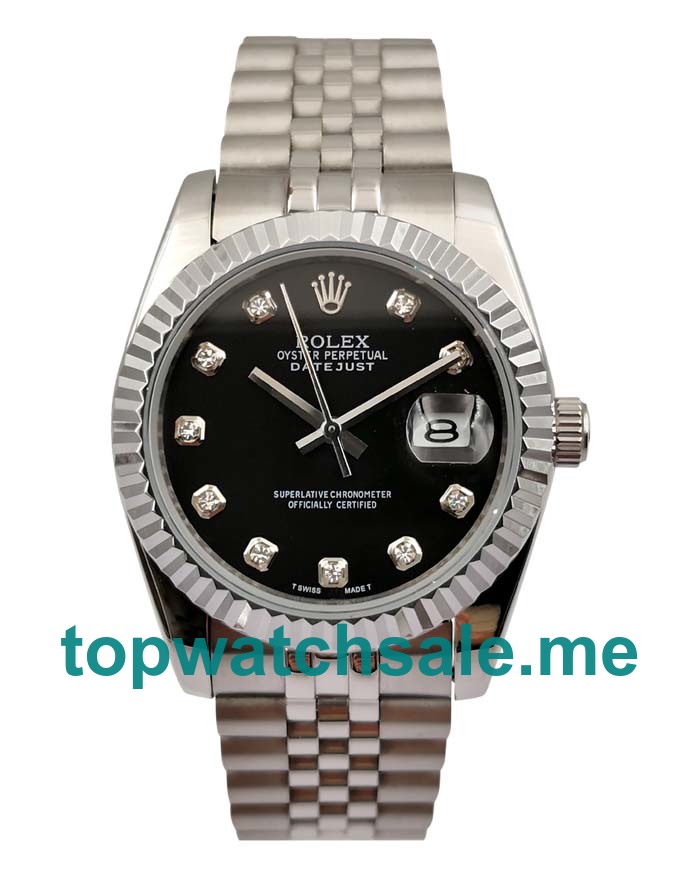 UK Black Dials Steel And White Gold Rolex Datejust 116234 Replica Watches