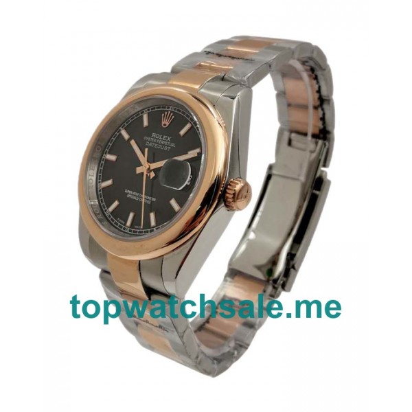 UK Black Dials Steel And Rose Gold Rolex Datejust 116201 Replica Watches