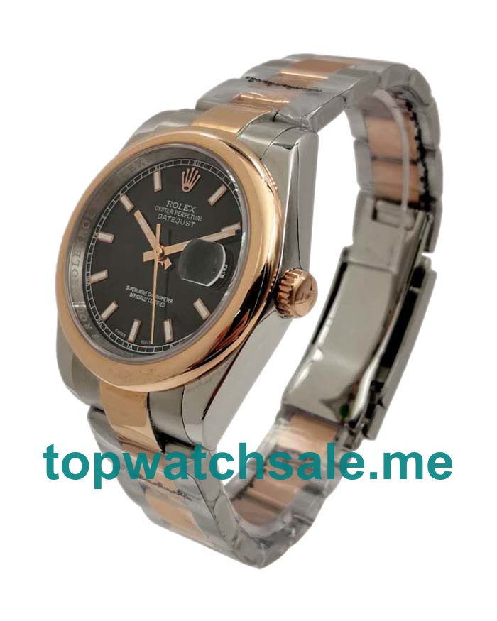 UK Black Dials Steel And Rose Gold Rolex Datejust 116201 Replica Watches