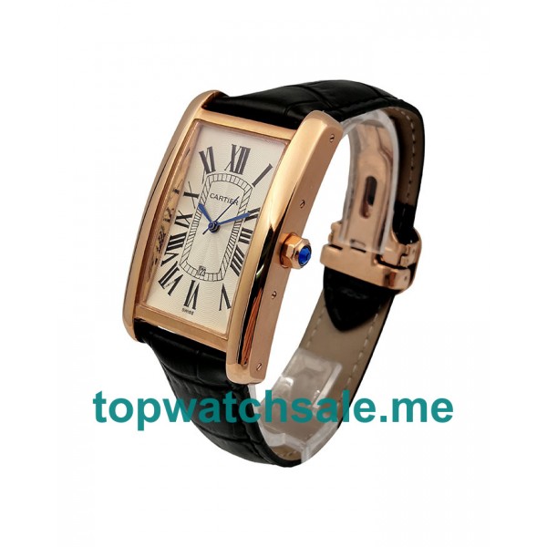 UK White Dials Rose Gold Cartier Tank Americaine W2620030 Replica Watches