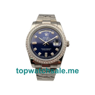 UK Blue Dials Steel Rolex Day-Date 118346 Replica Watches