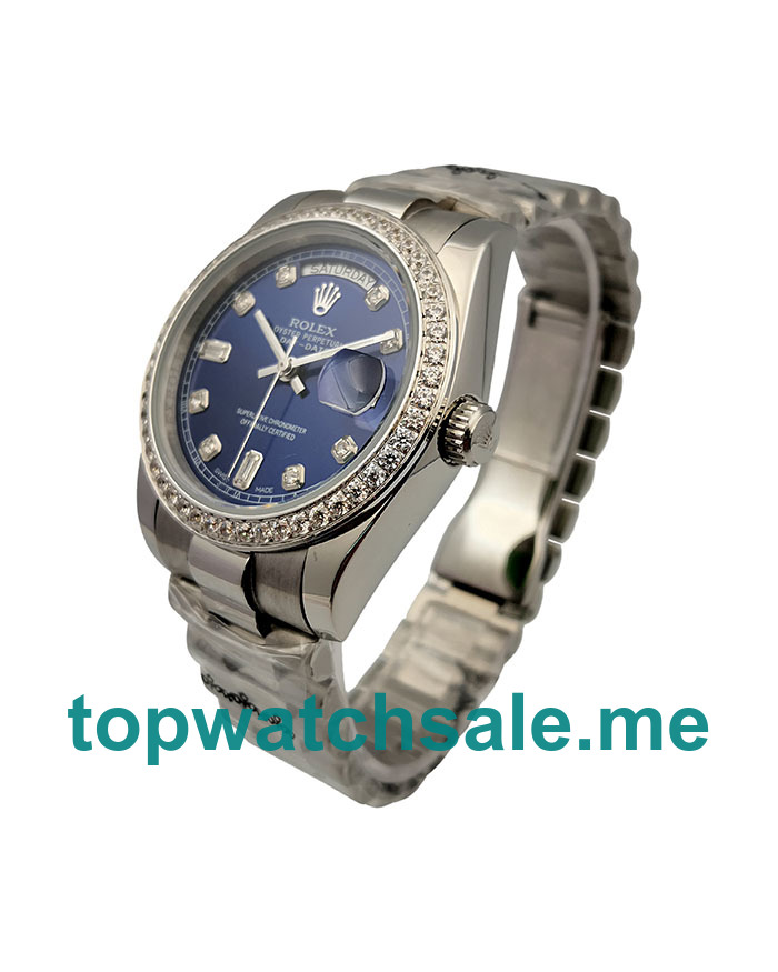 UK Blue Dials Steel Rolex Day-Date 118346 Replica Watches