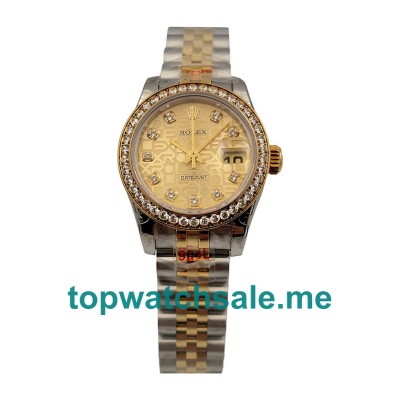 UK Gold Dials Steel And Gold Rolex Lady-Datejust 179383 Replica Watches