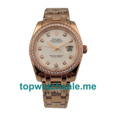 UK White Mother Of Pearl Dials Rose Gold Rolex Pearlmaster 81285 Replica Watches