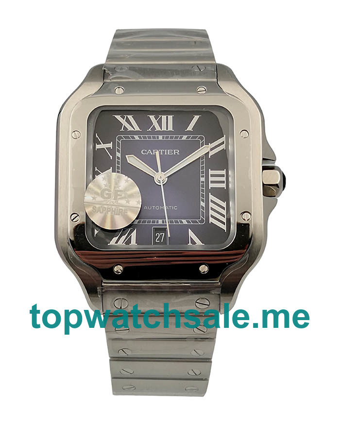 Black Dials Fake Santos De Cartier WSSA0013 Watches UK With Roman Numerals