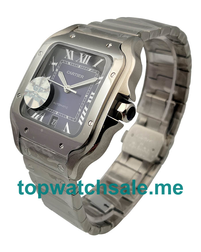 Black Dials Fake Santos De Cartier WSSA0013 Watches UK With Roman Numerals