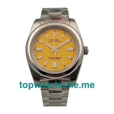 UK Yellow Dials Steel And White Gold Rolex Oyster Perpetual 114234 Replica Watches