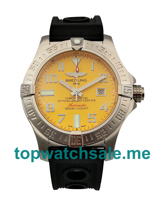 UK Yellow Dials Steel Breitling Super Avenger II Seawolf A1733010 Replica Watches