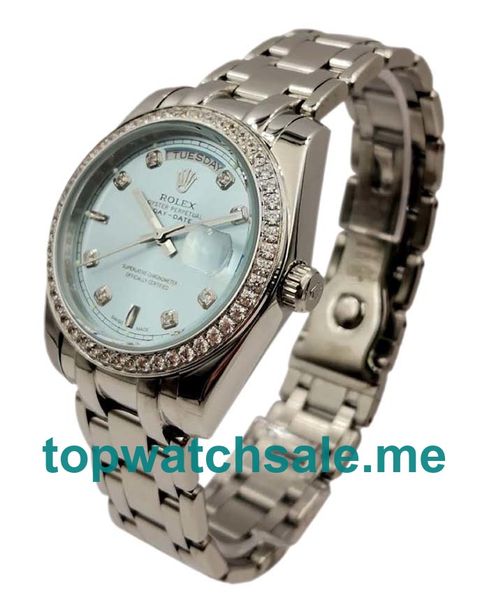 UK Blue Dials Steel Rolex Day-Date 118346 Replica Watches