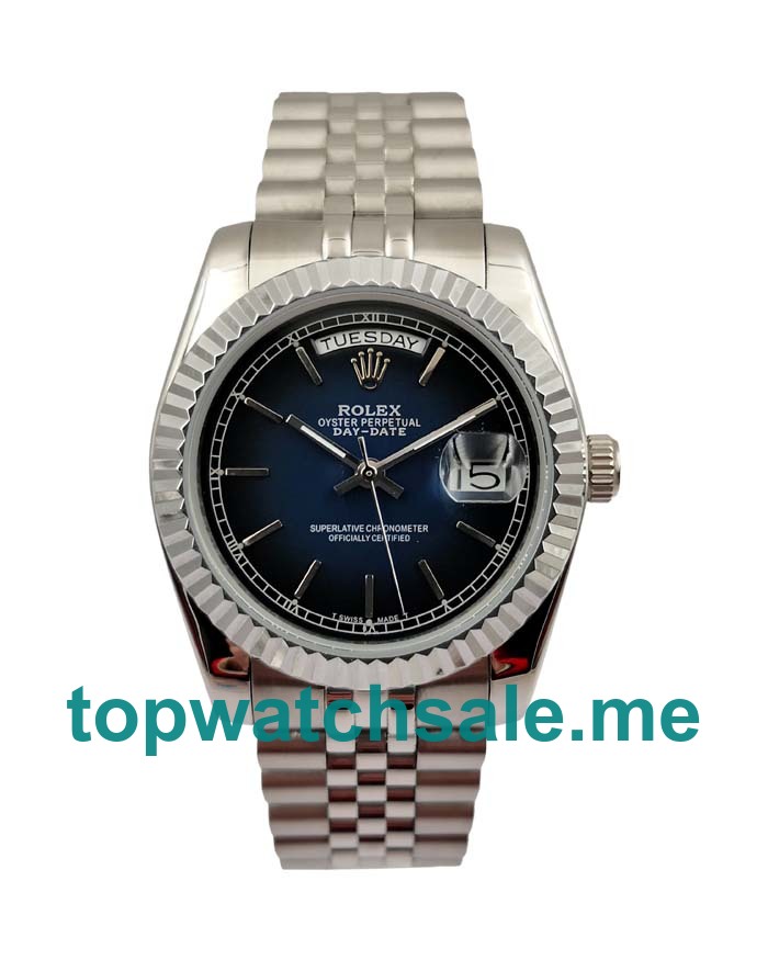 UK Blue Dials Steel Rolex Day-Date 118239 Replica Watches