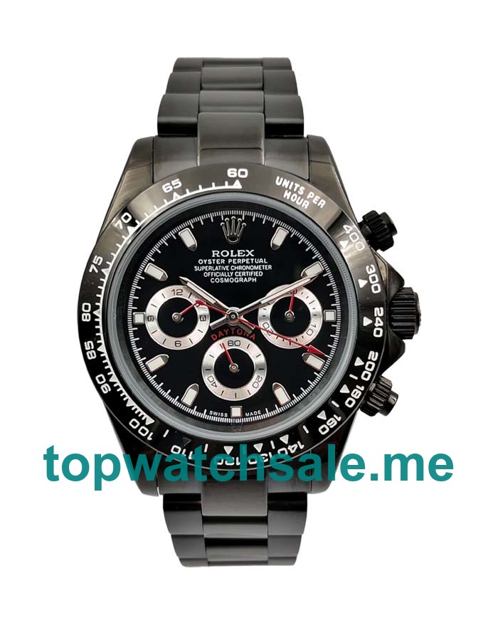 UK Black Dials Black Steel Rolex Daytona 116500 Replica Watches