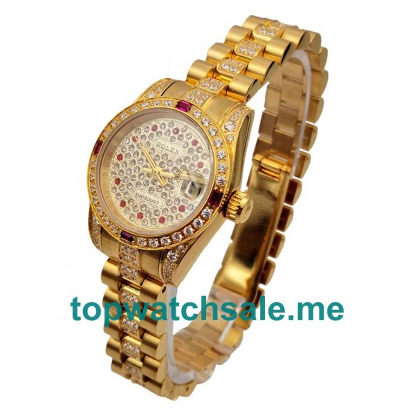 UK Diamond Dials Gold Rolex Lady-Datejust 179158 Replica Watches