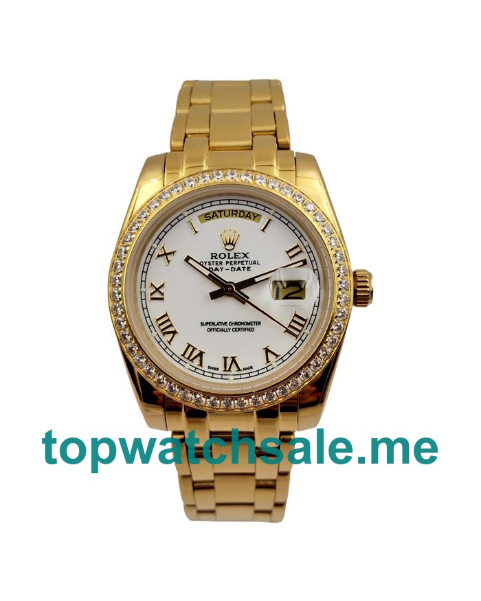 UK White Dials Gold Rolex Day-Date 118348 Replica Watches