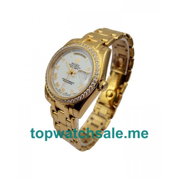 UK White Dials Gold Rolex Day-Date 118348 Replica Watches