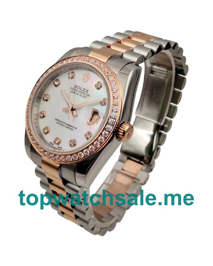 UK White Mother-of-pearl Dials Steel And Rose Gold Rolex Datejust 126281 Replica Watches