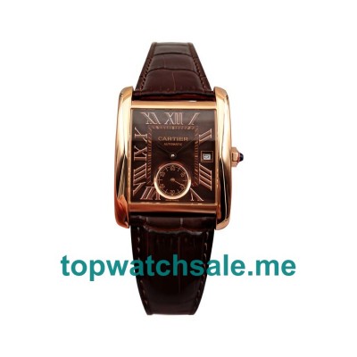 UK Brown Dials Rose Gold Cartier Tank MC W5330002 Replica Watches