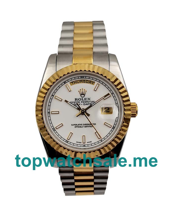 UK White Dials Steel And Gold Rolex Day-Date 118238 Replica Watches