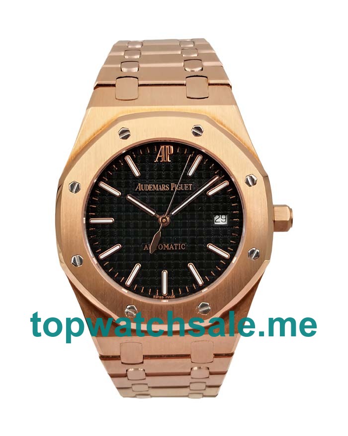 UK Black Dials Rose Gold Audemars Piguet Royal Oak Jumbo 15400OR.OO.1220OR.01 Replica Watches