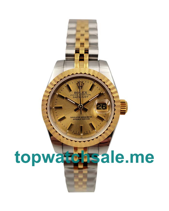 UK Champagne Dials Steel And Gold Rolex Lady-Datejust 76193 Replica Watches