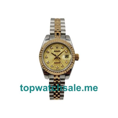 UK Champagne Dials Steel And Gold Rolex Lady-Datejust 179173 Replica Watches