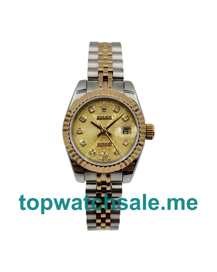 UK Champagne Dials Steel And Gold Rolex Lady-Datejust 179173 Replica Watches